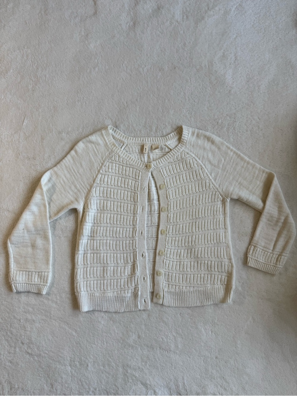 Moth by Anthropologie Cream Textured Knit Button-Front Cardigan Sweater S